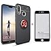 Produktbild SHYHONG Kompatibel Huawei Honor Play Hülle+5D gehärtetem Glas Soft Silikon TPU Handyhülle mit 360°drehbarer Fingerhalter und Magnetic Metall Blech Anti-Shock Bumper Cover(Rot+Schwarz)