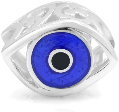 925 Sterling Silver Blue Enamel Evil Eye Bead Charm Fits Pandora Bracelet
