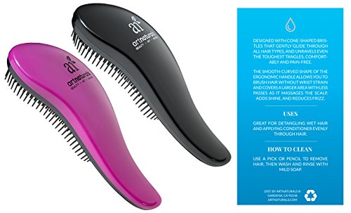 ArtNaturals Entwirrungs Detangling Haar Bürsten – 2er Pack (Rosa & Schwarz) – Kämmbarkeitshilfe - 3