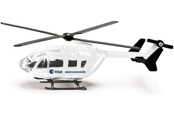 Siku 1609 Hélicoptère ESA, Métal/Plastique, Blanc, Jouet pour Enfants, Rotors rotatifs, Patins Robustes
