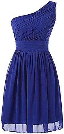 KISSE Women's Bridesmaid One Shoulder Chiffon Short Prom Dress Cocktail Gowns