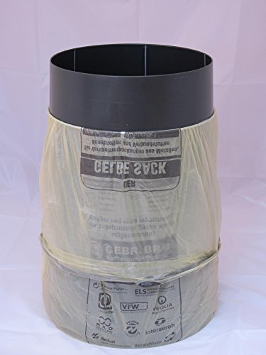 Sacktonne anthrazit für Gelben Sack mit gelbem Deckel und Metallring Mülleimer Müllsackständer … - 4