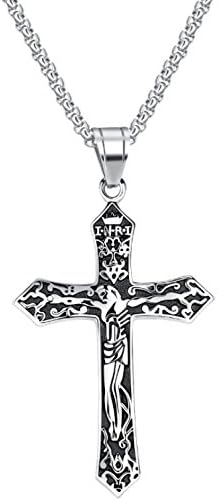 WKAIJCJ Men Titanium Steel Necklaces Couples Accessories Domineering Individuality Cross Pendant Fashion Individuality Creativity,Copper-OneSize