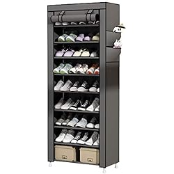 UDEAR Rangement Armoire étagères à Chaussures 10 Couches Meubles à Chaussures avec Housse Gris