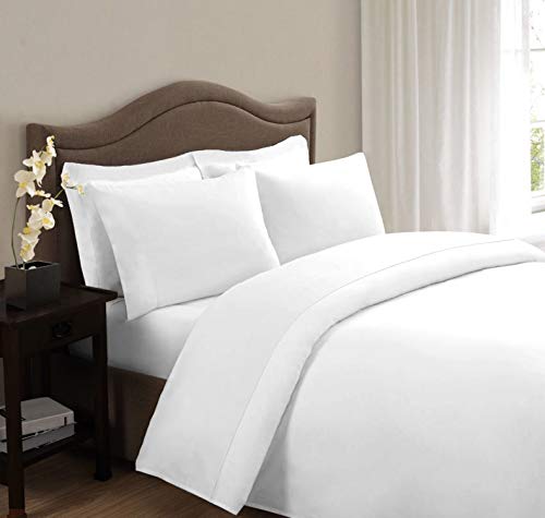 Ahmedabad Cotton 200 TC Cotton Single Bedsheet with Pillow Cover - Solid, White