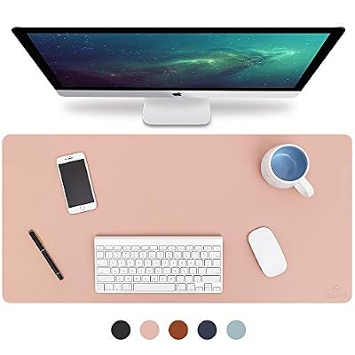 Knodel Pad de Bureau, Tapis de Bureau, Tapis en Cuir d'unité Centrale de 40cm x 80cm, Tapis de Portable, Tableau d'écriture étanche pour Bureau et Maison, Double Face (Rose/Argent)