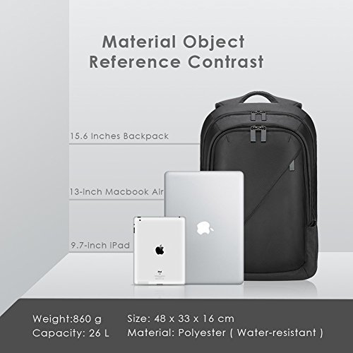REYLEO Business Rucksack Herren 15 6 Zoll Laptop Tasche Schlanker Tagesrucksack F  r Die Arbeit Und Stadt Wasserdicht Schwarz- 26 Liter RB01 plus