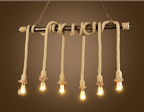 Koalala The Pipes Loft Retro Iron Creative Personality Industrial Air-Bar Terrace Restaurant Cafe Shops Of Sisal Chandeliers ,100Cm Six Head