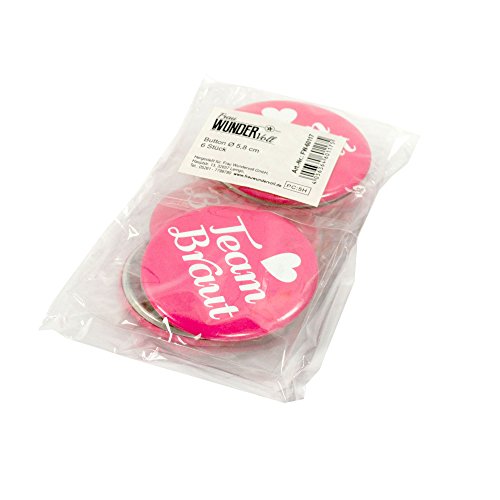 6 Frau Wundervoll JGA Buttons rosa / pink – Team Braut, Ø 5,6 cm – Junggesellinnenabschied / Hen Party / Anstecker - 5