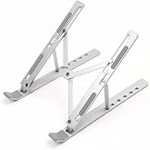 MallArt&reg; Full Al&uuml;minyum Katlanabilir Laptop Standı - Taşınabilir Diz&uuml;st&uuml; Bilgisayar Y&uuml;kseltici, 6 Kademeli Ergonomik Y&uuml;ksekli