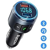 ♪「QC 3.0 Carga rápida & 2 Puertos USB」- Cargue 2 dispositivos simultáneamente con el adaptador de transmisor fm bluetooth coche VicTsing. El puerto QC3.0 puede cargar el teléfono hasta el 80% en 35 minutos, y el otro puerto de carga USB (5V/1A) también funciona como un puerto de disco U.