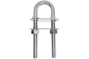 WXFEXIA Marine Boat Stainless Steel U Bolt Stern Bow Eye Tie Down, 3/8“ Stock, 4-1/2“ Overall Length, 3” Thread Length, 1Pcs