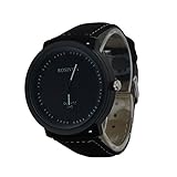 Rcool Mode-Peeling Wald Leder Gürtel Gezeiten Tabelle Harajuku gebogen Armbanduhr Schwarz für Männer