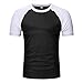 Produktbild MOIKA Herren T Shirt New Männer Casual Patchwork O Hals Pullover Kurze T-Shirt Top Bluse(M,Schwarz)