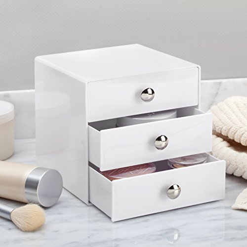 InterDesign Drawers Schubladenbox | Schminkbox mit 3 Schubladen zum Sortieren von Make-Up, Schmuck etc. | Schubladen Organizer für Büro- und Bastelbedarf | Kunststoff weiß - 2