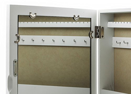 Schmuckkasten Fotorahmen Bilderrahmen Spiegel in weiß für 5 Fotos – 45x32x7cm Schmuckaufbewahrung Dekoration Deko Ringhalter Schmuckschrank Fotogalerie Collage Fotocollage - 5