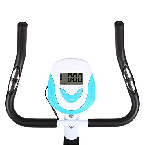 Klarfit Mobi FX 250 Heimtrainer Fitnessbike Ergometer (Trainingscomputer mit LCD-Display, 8-stufig verstellbarer Widerstand, 7-stufig verstellbare Sattelhöhe, ergonomischer Sattel, belastbar bis 100 kg) weiss-blau oder schwarz-orange - 3