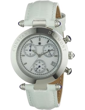 Constantin Durmont Damen-Armbanduhr Visage CD-VISL-QZ-LT-STST-WH