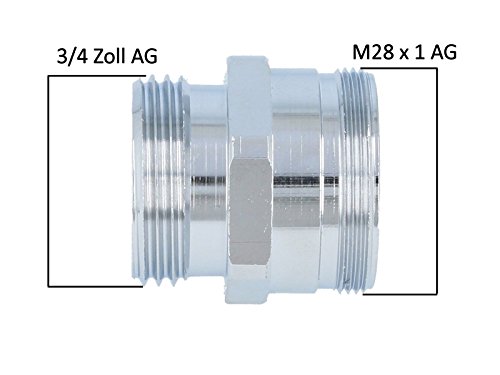tecuro Mischdüse – Armaturen Adapter für Gartenschlauch M 28 x 1, chrom - 3
