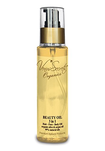 Moisturiser For Women - Natural 3 In 1 Beauty Oil - For Face , Body and Hair - By Venus Secrets Natural Cosmetics - 100ml - 99% Natural Oils - Suitable for Massage - Soothes and Protects Extremely Dry, Chapped or Chafed Skin - Helps To Moisturize The Scalp And Hair Without Leaving A Greasy Residue - Suitable for All Skin Types