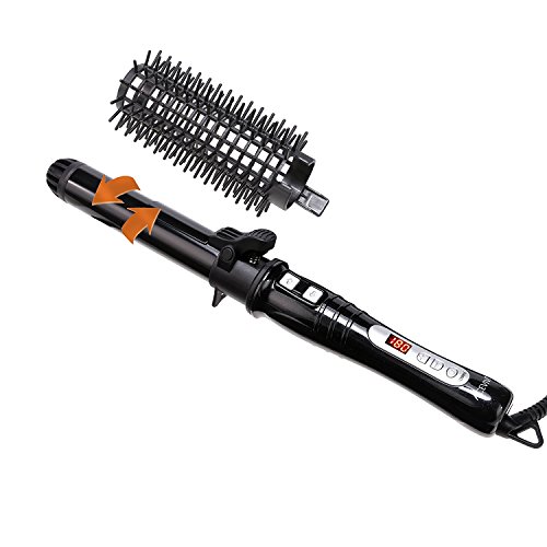 ACEVIVI 2-1 Lockenstab Warmluftbürste Haarglätter Automatisch Anoin mit Keramikbeschichtung EU Stecker LCD Schwarz, 32mm
