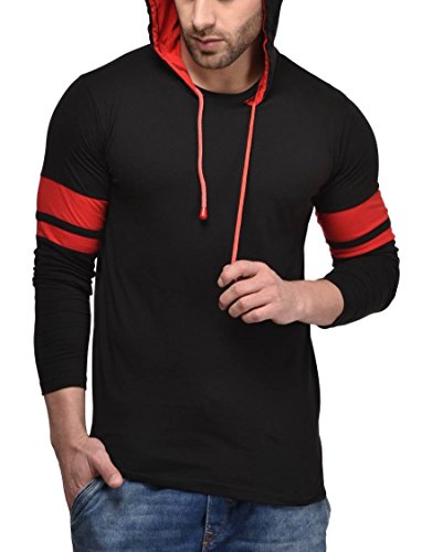 Cenizas Men's Hooded Full Sleeves Dual Tone Round Neck Tshirt / T-Shirt