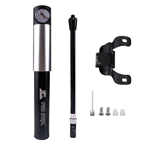 PRO STAR Portabel Mini Fahrradpumpe Dämpfer-Pumpe Minipumpe Ballpumpe Luftpumpe Standpumpe Handpumpe Schrader Presta - Lebenslange Garantie