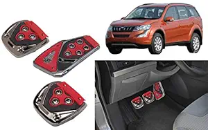 Selifaur - 3 Pcs Red Non-Slip Manual Car Pedals kit Pad Covers Set for XUV 500 2015