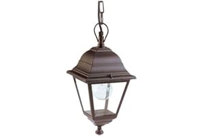 SOVIL Farol de techo con estructura de aluminio. Pintura negra. Con cadena de 65 cm. Dimensiones: 14,5 x 14,5 x 92 cm