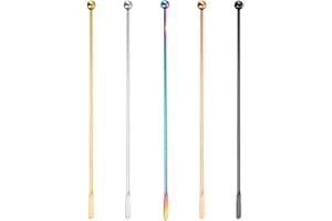 JIHUOO Lot de 5 touillettes à cocktail en acier inoxydable réutilisables avec pagaies rectangulaires