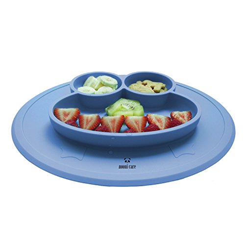Nooni Care Baby Teller Schüssel Tischset mit Untergliederungen Rutschfest Haftbar, Klein Kinder Platzmatte aus Silikon, Perfekte für Baby Entwöhnung, Einfach Abwaschbar, Auch Für Unterwegs - 2