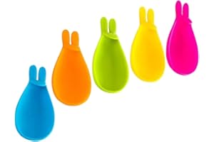 HEMOTON 5 Pièces Tapis De Cuillère à Cintre à Thé Porte-sachets De Thé Repose Sachet Infuseur à Thé en Silicone Marqueur De Verre en Silicone Bureau Charme Gel De Silice Tasse De Lapin
