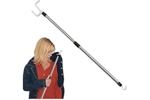 Forzaddik Adjustable Dressing Stick with Sock Aid & Zipper Puller - 17-26 Inch Extendable Dressing Aids for Elderly, Disabled - Stainless Steel Assistive Device