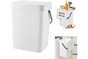 DASIAUTOEM Cubo de Basura para Cocina Orgánico, Pequeño 3 L, Con Tapa, a Prueba de Olores, Encimera Colgante, para Pañales y Compost