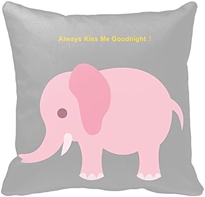Always Kiss Me Goodnight Cartoon Animal Style Abstract Elephant Throw Pillow Case Decor Cushion Covers Square 18x18 Cotton Polyester