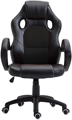 Gaming Office Desk Chair - BLACK / BLACK - Luxury Premium Seat for Gaming Gamer Game Working Racing Design Swivel Recliner High Back Tilt Rocking Function gift present