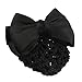 Homgaty Women Ladies Bowknot Bun Cover Net Hairnet Snood Decor Barrette Hair Clip (Black)