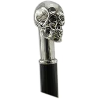 Gehstock , Holz, Silber, Zinn Griff, schwarz, elegant, handgefertigt in unserem Labor, Cavagnini, solide und robuste Stick, förmigen Schädel, made in Italy |Cavagnini - since 1999|