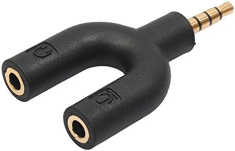 Headset Adapter Kit, Prevently U Shape 3.5mm Y Splitter for Audio Headphone and MIC Headset Adapter (Black)
