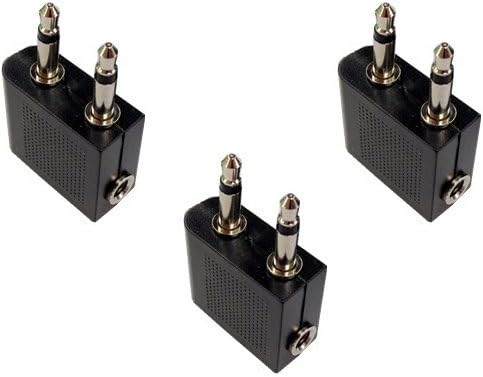 MORELIGHT 3x 3.5mm Airplane Airline Headphone Earphone Socket Stereo Jack Plug Adapter pack of 3