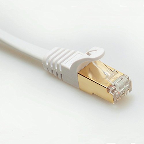 Veetop hochgeschwindigkeit flach SSTP Cat7 10Gigabit netzwerkkabel ethernet lan (Rj45) patchkabel/UTP/kompatible zu Switch/Router/Modem/Patchpannel/Access Point/Patchfelder mit Goldenem Stecker 100% Zufriedenheit Garantie(10m/32,8ft, Weiss) - 10