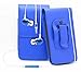 Produktbild Blau / Blue HTC Desire 320 Gürteltasche Handy Holster mit magnetischem Verschluss aus PU-Leder Schützhülle Cover mit sicherem Gürtelclip und 3,5mm Stereo-In-Ohr-Kopfhörern von Gadget Giant®