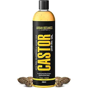 UrbanBotanics Cold Pressed Castor Oil for Hair Growth, Skin Care, Moisturising Dry Skin, Nails, Eyelash - Virgin Grade - 200ml