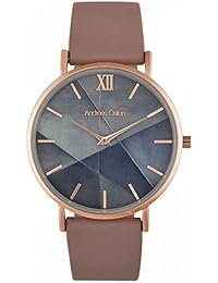 Reloj Female Andreas Osten movimiento cuarzo esfera color morado gris 36 mm y pulsera gris piel ao-218