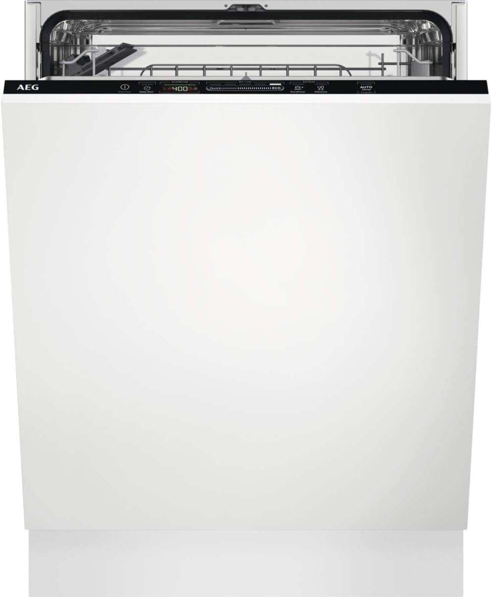 AEG FSB53617Z Lavavajillas de Integración AirDry 13 cubiertos, Desconexión automática, Display con sistema QuickSelect, 7 programas a 3 temperaturas, Motor Inverter, 46 dBA, Blanco, 60 cm