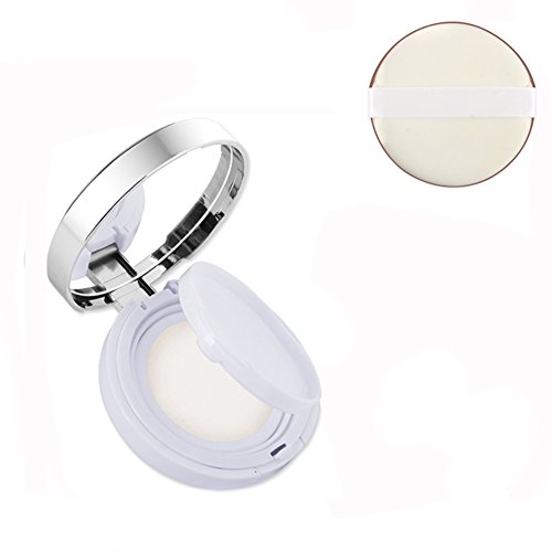 0.5oz 15ml Empty Luxurious Portable Air Cushion Powder Puff Box BB CC Liquid Foundation Cream Container Dressing Case Powder Cake Box with Air Cushion Sponge Powder Puff and Mirror (White)