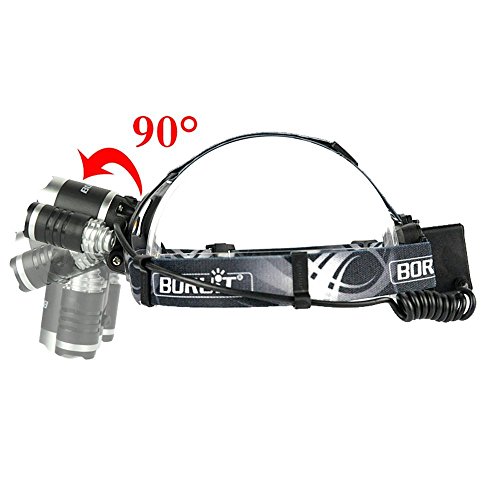 Boruit Led stirnlampe kopflampe 2016 LED-Scheinwerfer, super heller nachladbarer Hauptfackel-LED-Scheinwerfer mit 4 Modi, XM-L2 + 2XP-E LED wasserdichte Zoomable Kopf-Fackelampe für das Wandern des kampierenden kletternden das Radfahren-Fischensicherheits-Lichtes - 3
