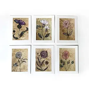 FABLITTLEARTWORK Wild Flower Purple Greeting Cards (Pack of 6 with envelopes)