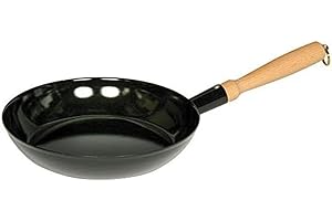 Riess, 0564-022, drewniana patelnia do serwowania 24, średnica 22,5 cm, SCHWARZEMAIL, Gr.5, waga 0,905 kg, 44,3 x 23 x 8,3 cm, czarna emalia