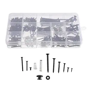 HEALLILY Guitar Screw Kit 9 Types Assortment Set with Springs for Electric Guitar Mounting Bridge Pickup Pickguard Tuner Switch Neck Plate (Black)